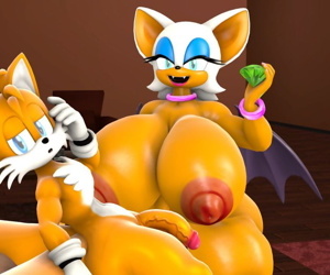 mangá Rouge experiência, miles tails prower , rouge the bat , uncensored , big penis 